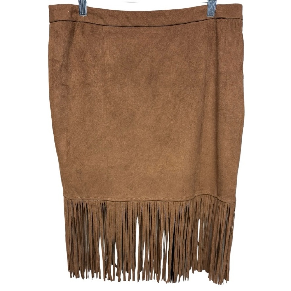 Chelsea & Theodore Women's Faux Suede‎ Fringed Skirt Size Large